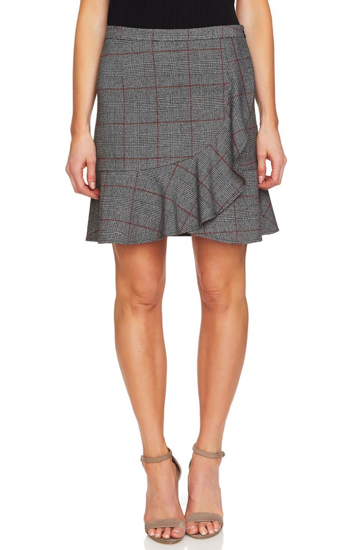 Women's Cece Ruffled Menswear Plaid Skirt