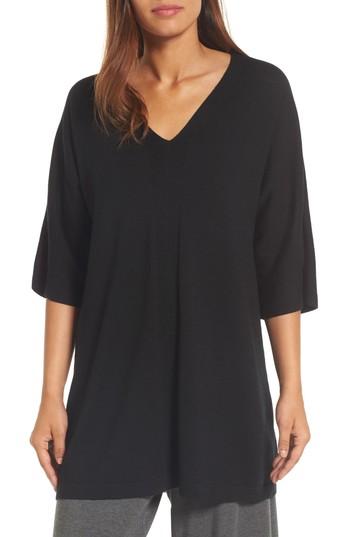 Women's Eileen Fisher Merino Wool Tunic Sweater - Black