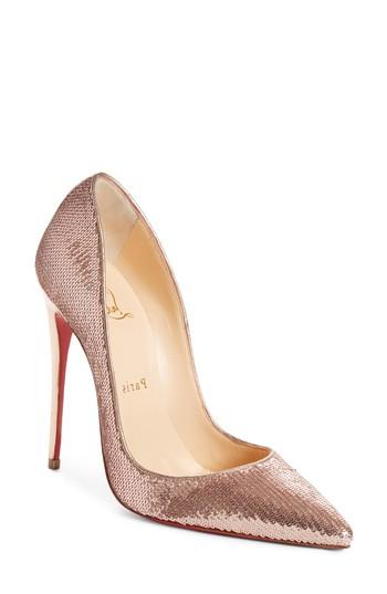 Women's Christian Louboutin So Kate Sequin Pointy Toe Pump .5us / 35.5eu - Beige