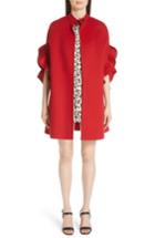 Women's Valentino Ruffle Sleeve Compact Wool & Cashmere Cape - Red