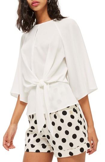 Women's Topshop Slouchy Knot Front Blouse Us (fits Like 0) - Ivory