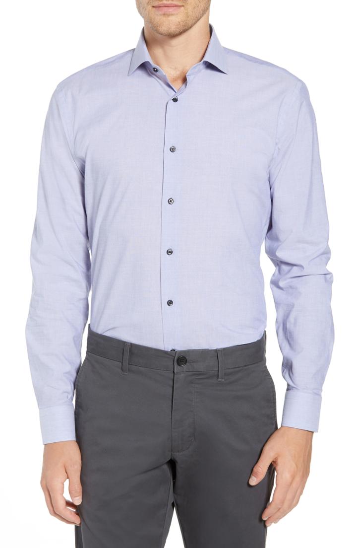 Men's 1901 Trim Fit Solid Dress Shirt .5 - 34/35 - Blue