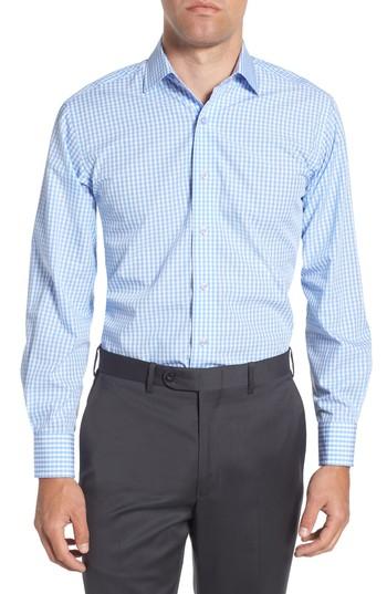 Men's Lorenzo Uomo Trim Fit Check Dress Shirt - 36 - Blue