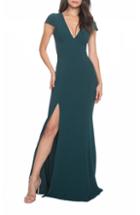 Women's Dress The Population Karla V-neck Trumpet Gown, Size - Green