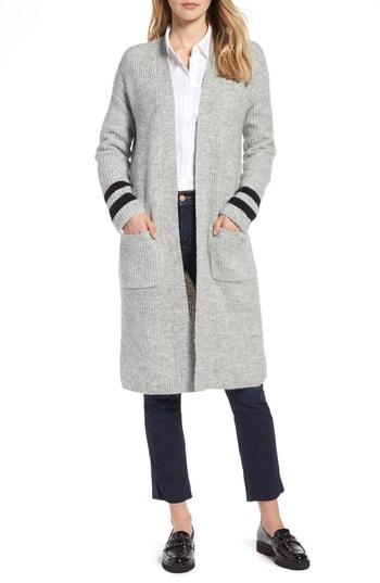 Petite Women's Halogen Long Open Front Cardigan P - Grey