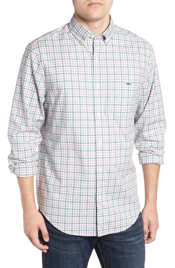 Men's Vineyard Vines Pondview Regular Fit Check Sport Shirt, Size - Purple