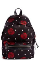 Saint Laurent City Mini Rose Print Satin Backpack - Black