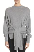 Women's Alexander Wang Inverted Tie Waist Wool & Cashmere Blend Sweater - Grey