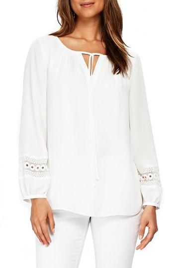Women's Wallis Crochet Trim Peasant Blouse Us / 12 Uk - Ivory