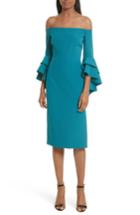 Women's Milly Selena Off The Shoulder Midi Dress - Blue/green