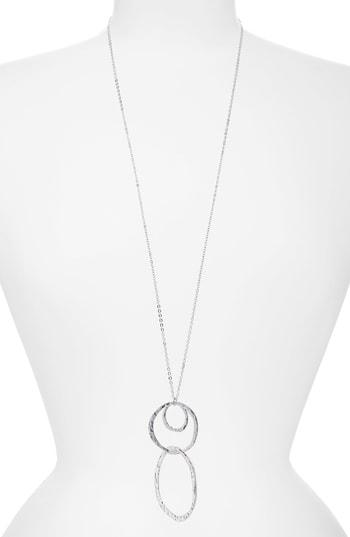Women's Canvas Jewelry Long Organic Double Circle Pendant Necklace