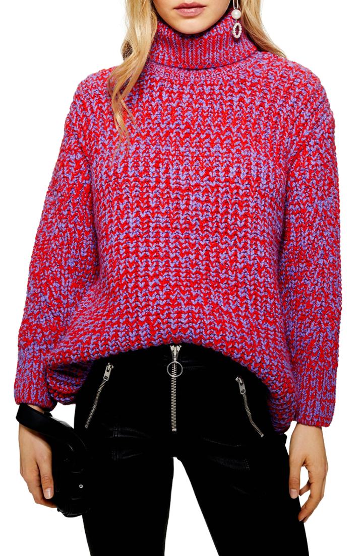 Women's Topshop Chunky Roll Neck Sweater - Red