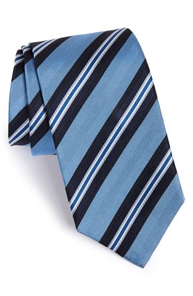 Men's David Donahue Stripe Silk Tie, Size - Blue
