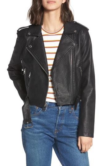 Women's Levi's Faux Leather Fashion Belted Moto Jacket - Black