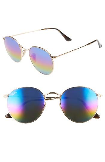 Women's Ray-ban 53mm Round Sunglasses - Blue/ Multi