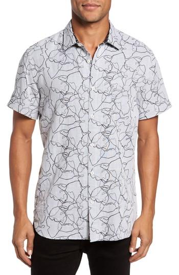 Men's Billy Reid John Print Sport Shirt - White
