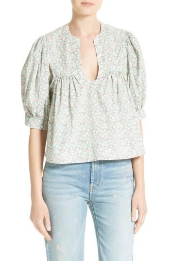Women's La Vie Rebecca Taylor Adelie Crop Blouse - Blue