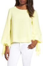 Women's Vince Camuto Tie Cuff Bubble Sleeve Top, Size - Yellow