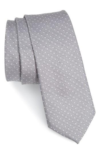 Men's Nordstrom Men's Shop Nimba Mini Dot Silk Skinny Tie, Size - Grey