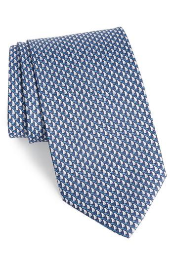 Men's Salvatore Ferragamo Eolo Print Silk Tie, Size - Blue