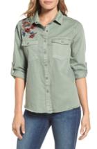 Women's Billy T Roll Sleeve Embroidered Shirt - Green