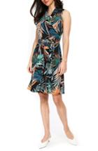 Women's Wallis Palm Print Faux Wrap Dress Us / 20 Uk - Black