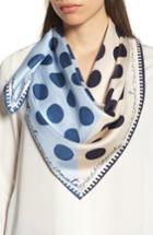 Women's Vince Camuto Polka Stripe Square Silk Scarf, Size - Blue
