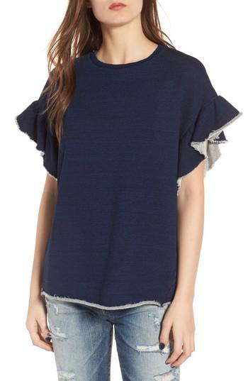 Women's Ag Bes Ruffle Sweatshirt - Blue