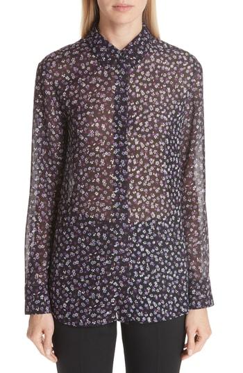Women's Altuzarra Floral Print Silk Blend Blouse Us / 42 Fr - Purple