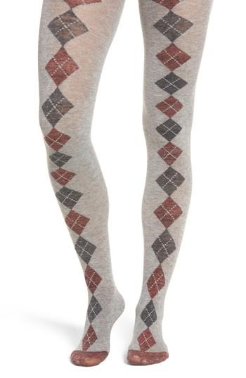 Women's Lemon Tip Toe Argyle Tights - Grey