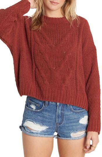 Women's Billabong All Mine Chenille Sweater - Burgundy