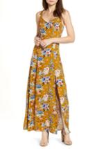 Women's Bp. Floral Tie Strap Maxi Dress, Size - Brown
