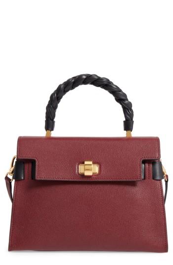 Miu Miu Madras Click Goatskin Leather Satchel - Burgundy