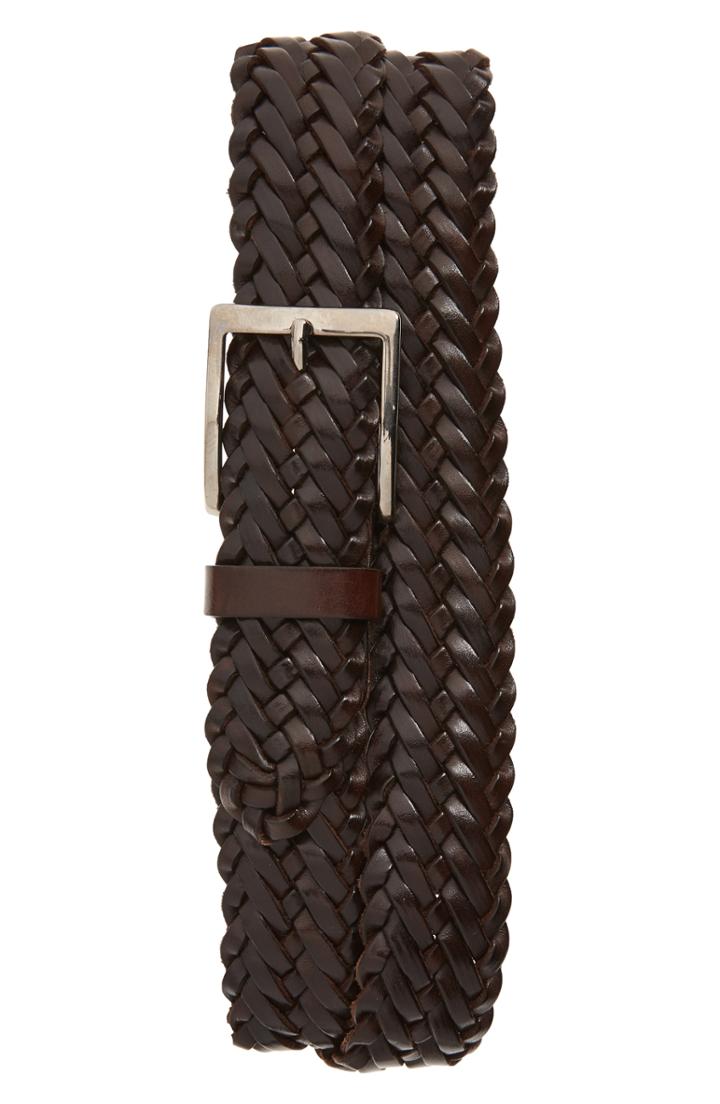 Men's Mezlan Woven Leather Belt - Brown
