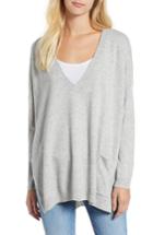 Women's Vineyard Vines Deep V-neck Poncho Sweater - Grey