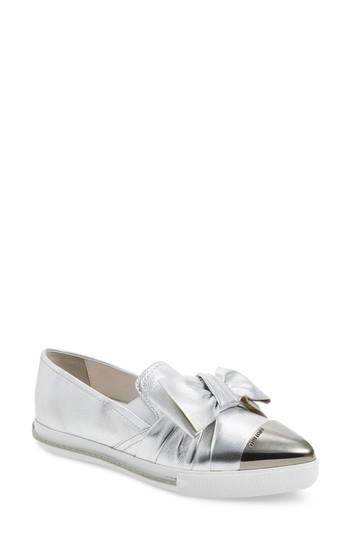 Women's Miu Miu Cap Toe Hidden Wedge Sneaker Us / 35eu - Metallic