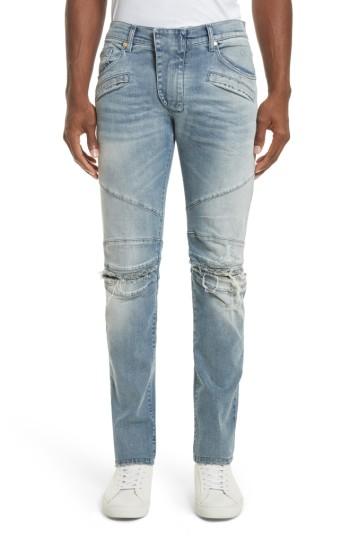 Men's Pierre Balmain Slit Knee Jeans - Blue