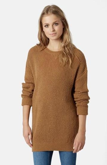 Topshop 'lofty' Ribbed Sweater Camel