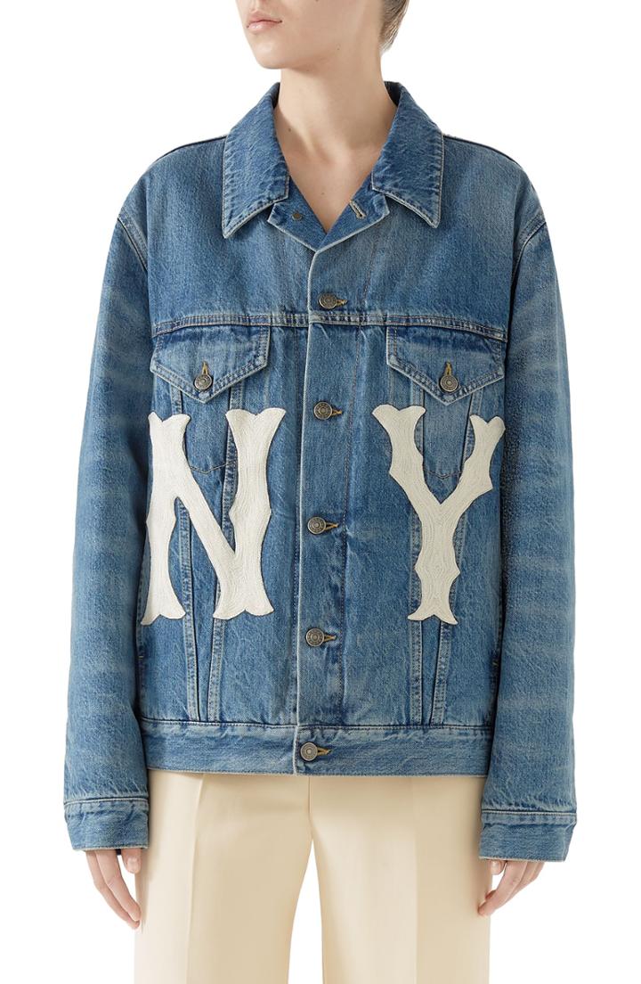 Women's Gucci Ny Patch Denim Jacket Us / 40 It - Blue