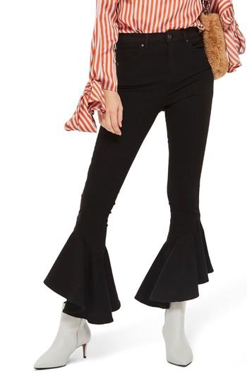 Women's Topshop Jamie Mermaid Hem High Waist Skinny Jeans X 30 - Black