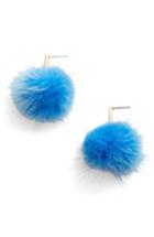 Women's Tuleste Genuine Mink Fur Pompom Stud Earrings