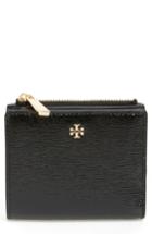 Women's Tory Burch Mini Robinson Wallet Patent Leather Bifold Wallet - Black