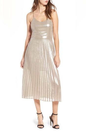 Women's Love, Fire Metallic Pleated Midi Dress - Black