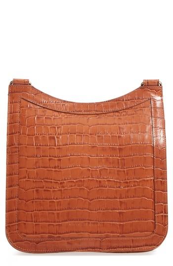 Creatures Of Comfort Tall Equestrian Croc Embossed Leather Crossbody Bag - Brown