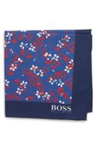 Men's Boss Floral Cotton & Wool Pocket Square, Size - Blue