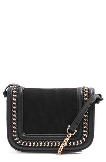 Topshop Carmel Chain Flap Crossbody Bag - Black