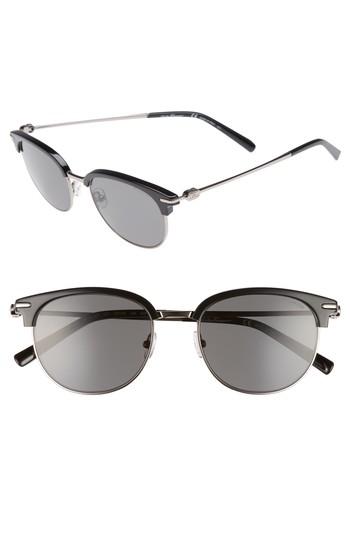 Men's Salvatore Ferragamo Double Gancio 52mm Polarized Sunglasses - Black/ Ruthenium
