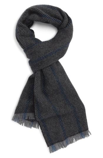 Men's Andrew Stewart Stripe Cashmere Scarf, Size - Grey