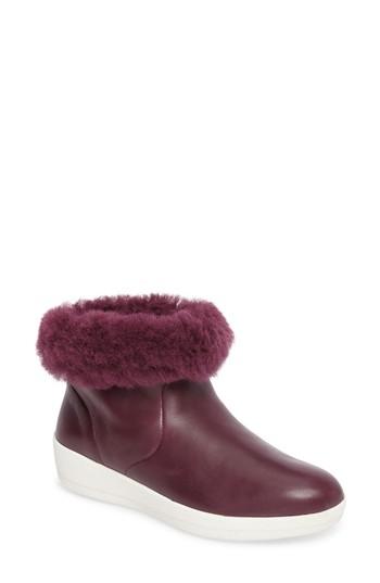 Women's Fitflop Skatebootie(tm) With Genuine Shearling Cuff .5 M - Purple