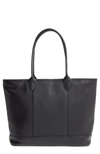 Longchamp 'veau' Leather Tote - Black
